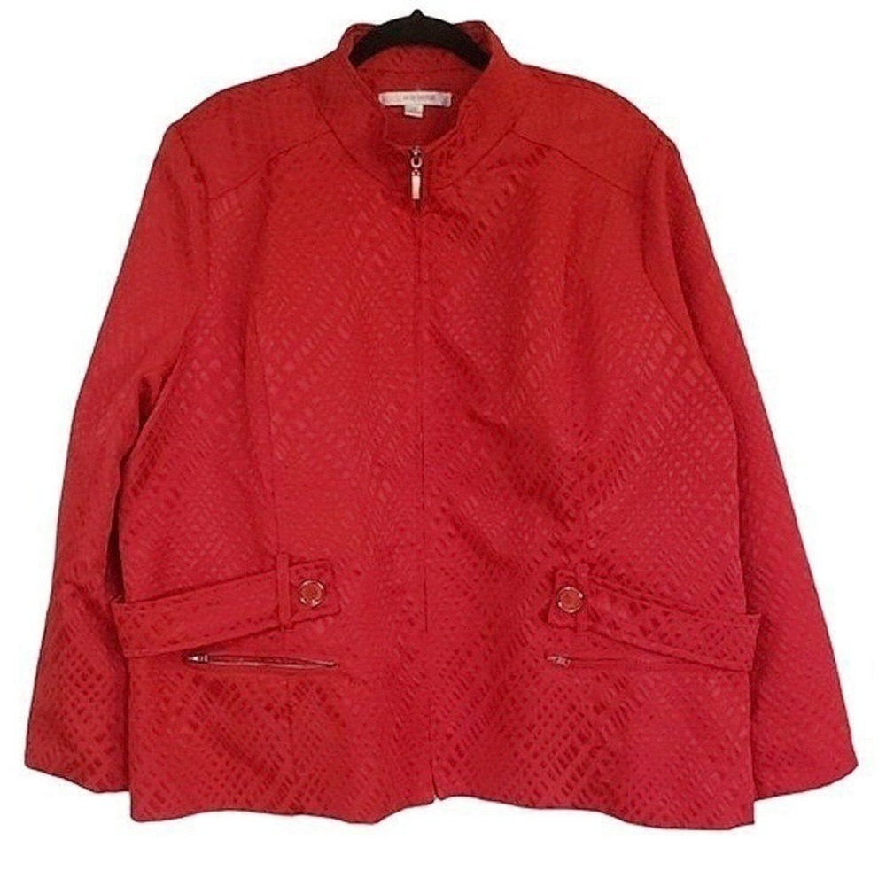 Erin London Jacket size XXL red zipper‎ pockets cuff and closure